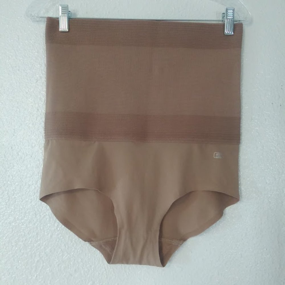 Under Where?  women's size 1X tan power mesh high-waist brief